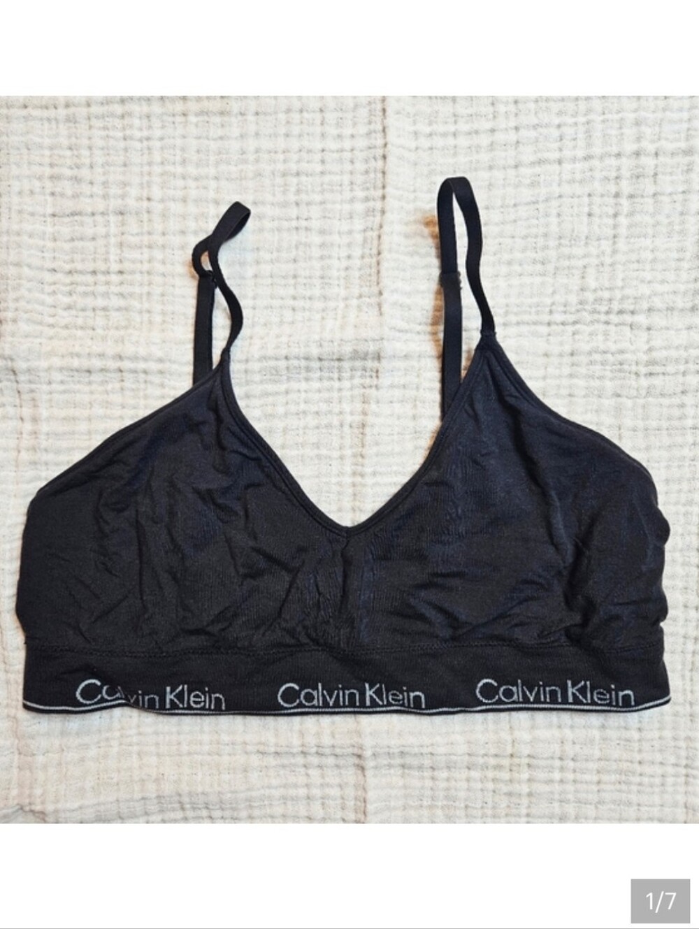 Calvin Klein Black Spaghetti Strap Bralette Large
